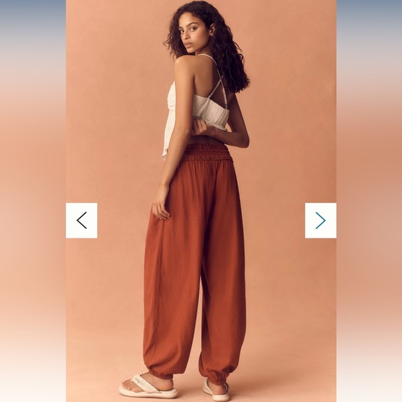 ANTHRO Linen Smocked Balloon Pants - Picture 3 of 7